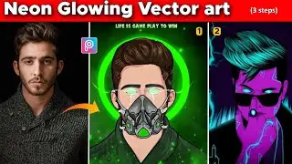Neon Glowing Vector art Gaming Pubg logo in PicsArt || Neon Glowing photo editing