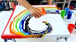 Gorgeous and Bright Rainbow Wave - Acrylic Pouring - Fluid Liquid Art