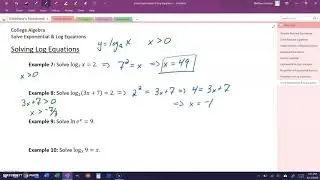 Solving Log Equations - Examples 7-12