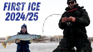 FIRST ICE 2024/25!! | Early Ice Walleye and Pike Fishing