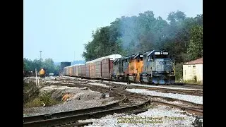 EARLY CSX 1990, Chessie, B&O, SBD, CSX Leaving and Entering Connellsville PA for crew change.