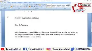 Writing leave application for office || leave letter for office || application for office leave