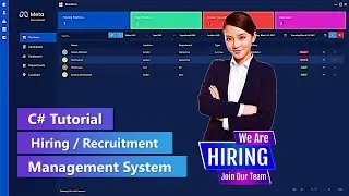 Modern Dark UI Hiring & Recruitment Mangement system + Database  -  C# WinForms Source-code
