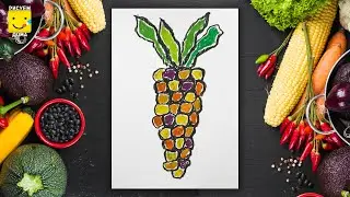 Рисуем КУКУРУЗУ веселую для детей/ ОВОЩИ/ Простые рисунки/ Уроки рисования/ РАСКРАСКА