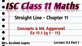 ISC Class 11 Maths | Straight Line | Chapter 11 | ML Aggarwal  Ex 11.1 |