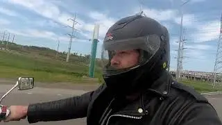 Первый выезд после аварии Honda VTX 1800.