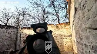 A Fighter from the Azov Brigade Destroys a Russian Attack Drone with a Small Arms 1st Person Footage