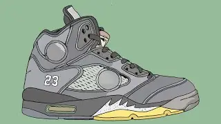 Using PROCREATE to CARTOON JORDAN 5 OFF White