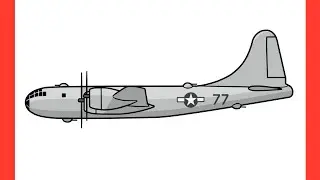 How to draw B-29 Bomber Aircraft step by step / drawing American Bomber Plane step by step