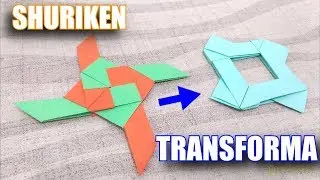 Como fazer uma Shuriken de 4 pontas que se transforma! - Origami