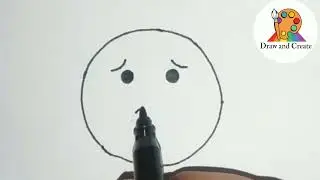 How to draw a Sad emoji face drawing 😞|Easy Drawing step by step for beginners|Draw and Create