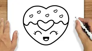 COMO DESENHAR UM DONUT DE CORAÇÃO KAWAII