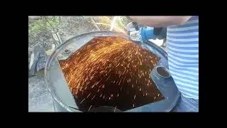 Садовый умывальник - мойка из бочки из-под машинного  масла своими руками. Делаем за 15 минут.