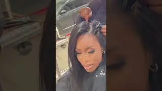 Traditional Sew In Tutorial On  Natural Hair | Start To Finish | Side Part Leave Out #shorts