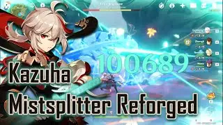 C0 Anemo Kazuha with Mistsplitter Reforged R1 Damage Test | Genshin Impact