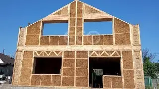 Монтаж первого этажа экодома из тростниковых экопанелей 600 мм Киев ecopanel com ua