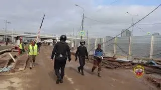 Полицейский рейд на стройплощадке МЦД в Зеленограде