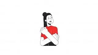 Scared woman crying line 2D character animation