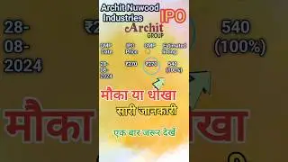 Archit Nuwood ipo Review | Archit ipo GMP | archit Nuwood analysis | #ipogmp