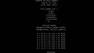 Design a Full Adder in verilog using VS Code