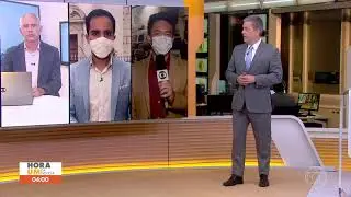 Trechos do primeiro bloco da estreia do novo cenário do Hora Um da Notícia (05/07/2021)