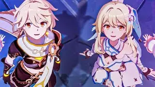 Aether & Lumine Side By Side Genshin Impact 2.4 Lantern Rite Cutscene 