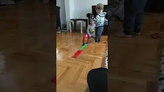 Race track push cars in slow motion for kids