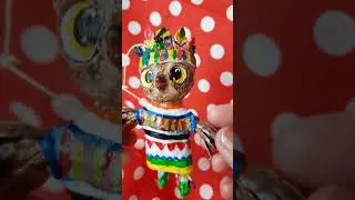 Сова из ваты елочная игрушка или просто маленький подарок 