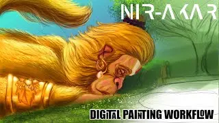 Digital Art Workflow: Hanuman and Mata Sita in Ashok Vatika | Ramayana Illustration| NIR-AKAR