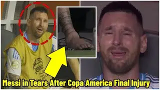 Lionel Messi in tears after exiting the Copa America final with an ankle injury