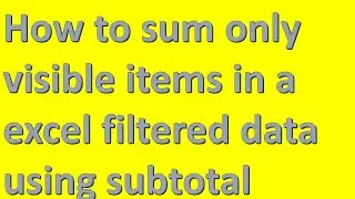 How to sum only visible items in a excel filtered data using subtotal