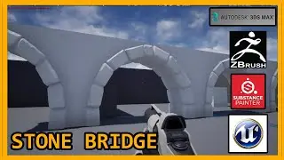 Stone Bridge 3D Timelapse modular modelling in 3D Max and Sculpt in Zbrush