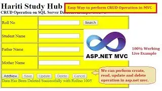 Best Way to Implement CRUD Operation in Asp.Net MVC on SQL Database | Hindi | Free Online Classes