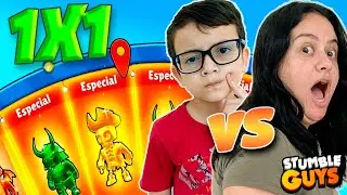 TIRANDO 1X1 RODRIGO VS MAMÃE FAMILY NO STUMBLE GUYS + ROLETA STUMBLE!