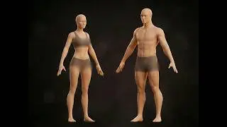 Stylized Realistic Human Base Mesh Set - Male & Female (A-Pose) - 3D Character Model
