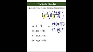 Radicals (Surds) - Remove Radical From the Denominator #shorts #maths #radicals #surds #conjugate
