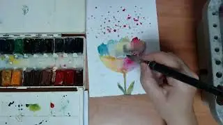 Геометрия и акварель. Цветок, как часть яйца