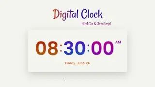 Digital Clock Design Using Html Css & JavaScript | Simple Digital Clock Design | Crown Coder