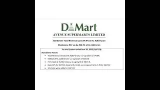 DMart Q1 Results 9th July 22 | Invest Eazy | Stock Market
