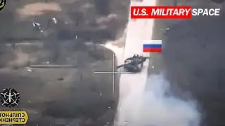 Ukriane FPV Drones Swarmed Russian T-90M Tank