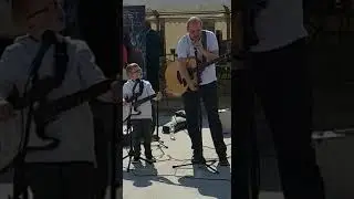 Darwen Market Square Opening 2019 - Liam and Mark singing 'Darwen Town'
