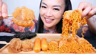 NOODLE WRAP KIMCHI + JELLY FISH (ASMR EATING SOUNDS) LIGHT WHISPERS | SAS-ASMR
