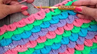 How to Crochet Crocodile Stitch - Good for Mermaid Blanket and Dragon Scales