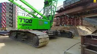 Строительство 8 этапа трассы Таврида. Путепровод через ЖД и Полезное шоссе. 300-тонный кран.