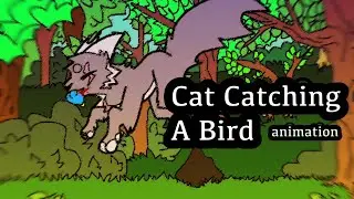 cat catching a bird [] animation + process []