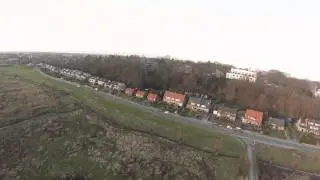 De uiterwaarden van boven bij zonsondergang