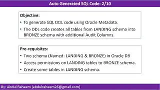 Auto Generate SQL DDL to create tables from schema into another schema of Oracle