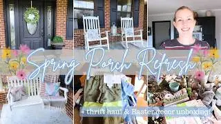 SPRING PORCH REFRESH 2026 🌷| Easter Decor Unboxing + Kids' Thrift Haul!