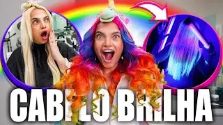 EU VOLTEI! CABELO NOVO ARCO-ÍRIS QUE BRILHA NO ESCURO