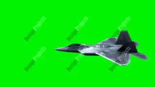 F-22 Fighter Jet, flying over city on green screen